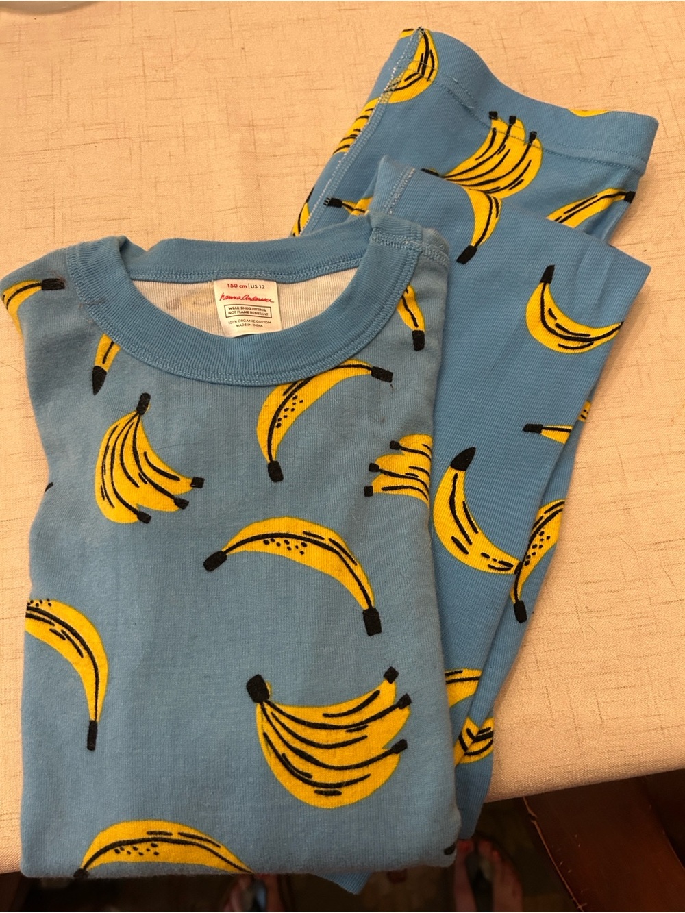 Hanna Andersson Blue Banana Print Kids Pajamas
